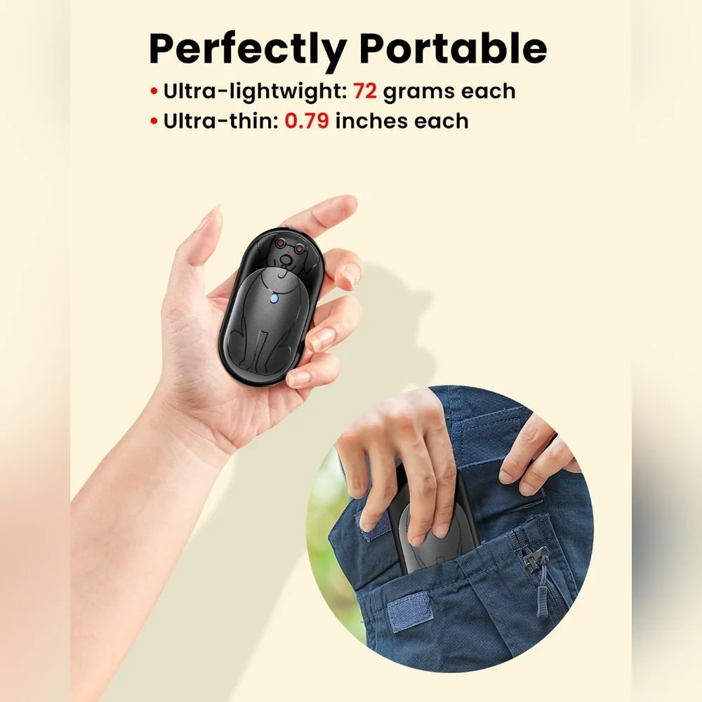 New Miaton Electric Hand Warmers Rechargeable 2 Pack, Portable Pocket - Picture 6 of 8